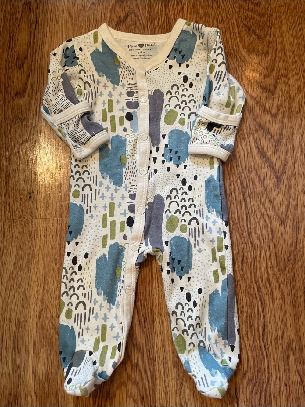 Apple Park Organic Cotton Abstract Pattern Footed Sleeper